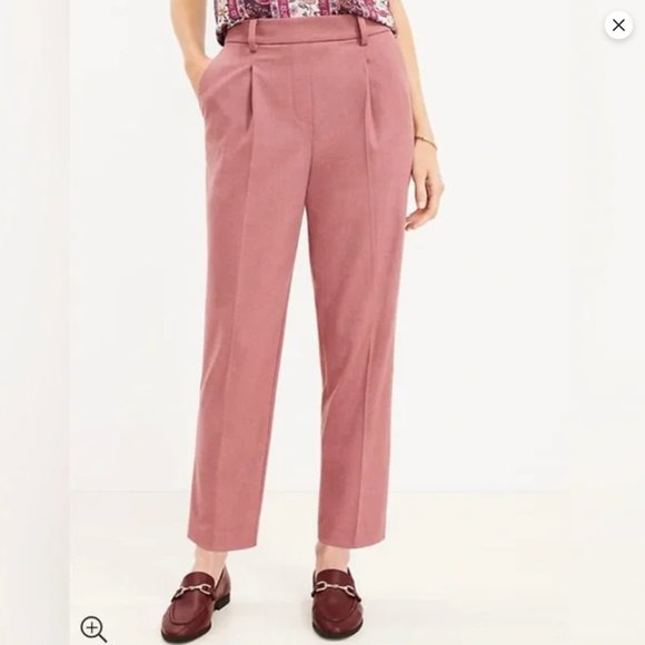 LOFT Pants - LOFT, Medium Pink Pull On Taper Pants in Brushed Flannel